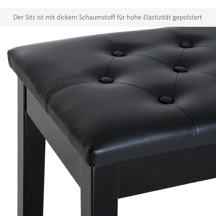 Klaverstol, klaverbænk med skjult opbevaringsplads, klaverstol med kunstlæderhynde, klaverbænk, keyboardbænk i massivt træ til klaver, keyboard, 76 x 36 x 50 cm, sort