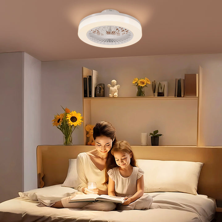 Loftventilator med LED-lys, 6 hastigheder, fjernbetjening, hvid