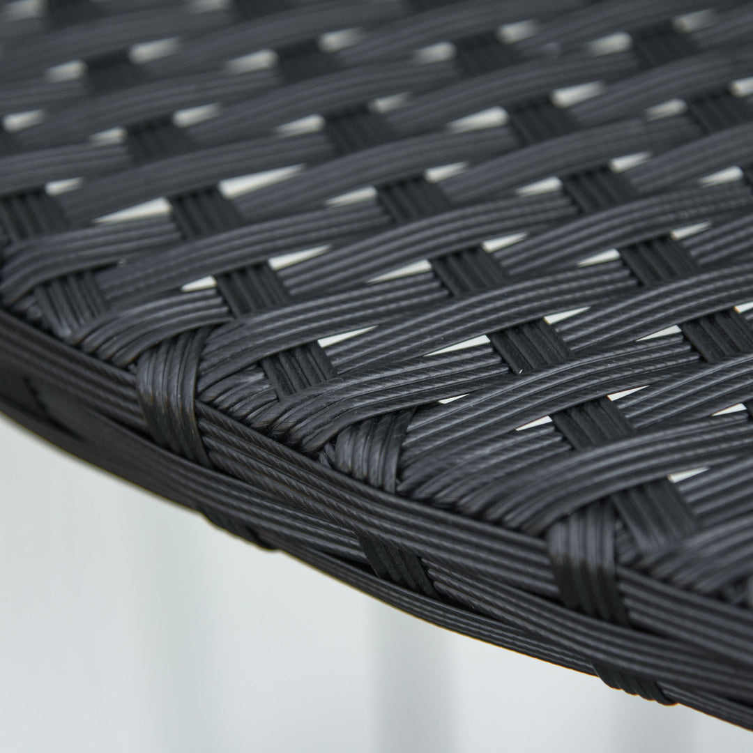 Balkonbord, havesidebord, havemøbler, halvrundt, polyrattan, metal, sort, 100 x 50 x 74 cm
