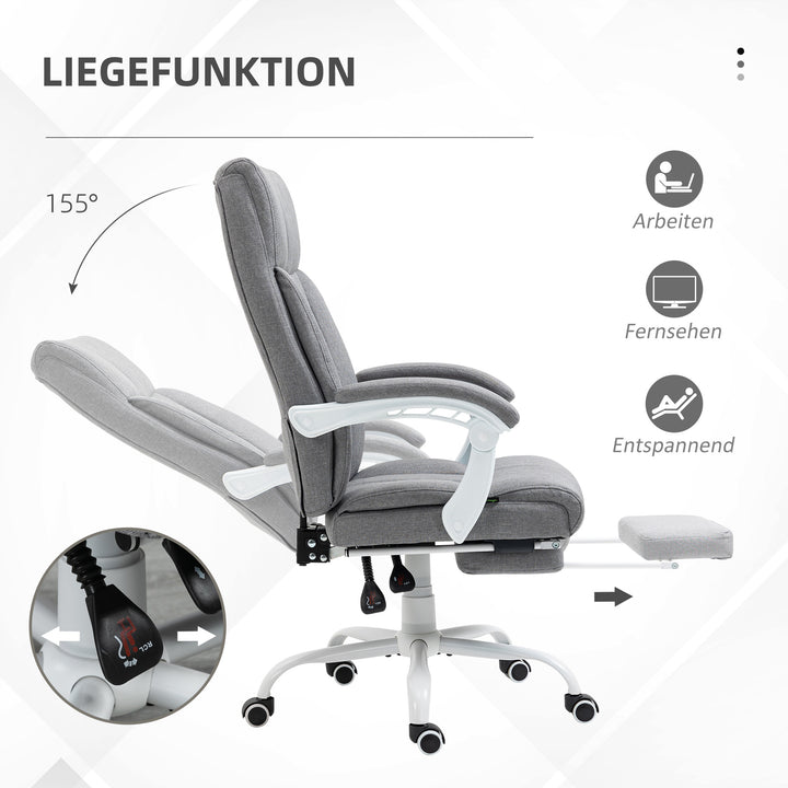 Kontorstol, drejestol, ryglæn med justerbar ryglæn, højdejusterbar, op til 120 kg, linnedlook, grå
