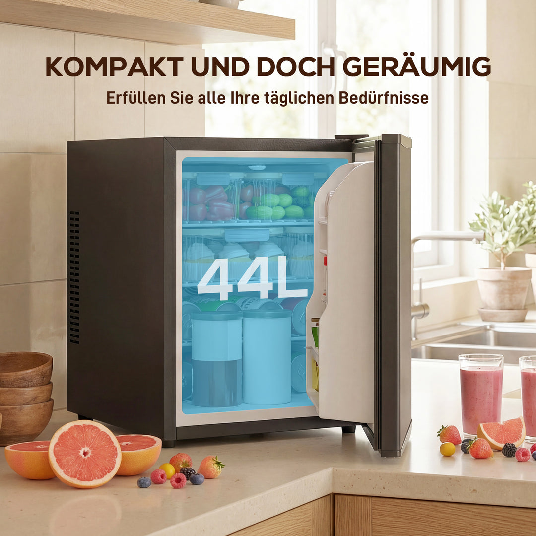 Minikøleskab 44L/46 dåser Lille køleskab med justerbar termostat 43 x 51 x 51,3 cm, sort