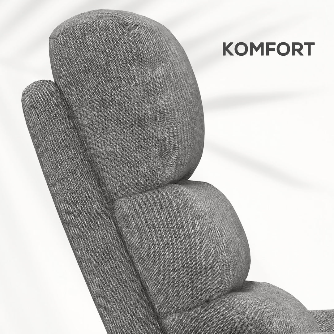 Lænestol med ståstøtte, justerbar ryglæn/fodstøtte, op til 120 kg, 66 x 90 x 96 cm, grå