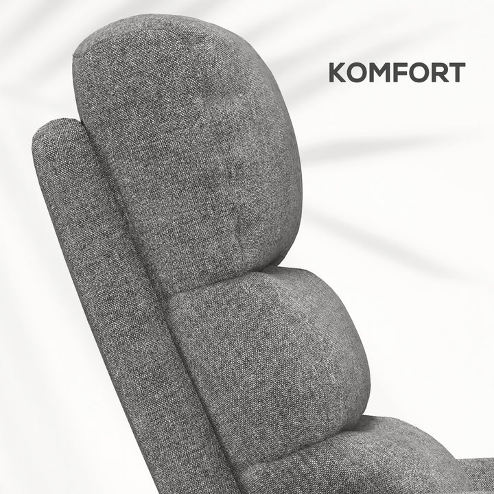 Lænestol med ståstøtte, justerbar ryglæn/fodstøtte, op til 120 kg, 66 x 90 x 96 cm, grå