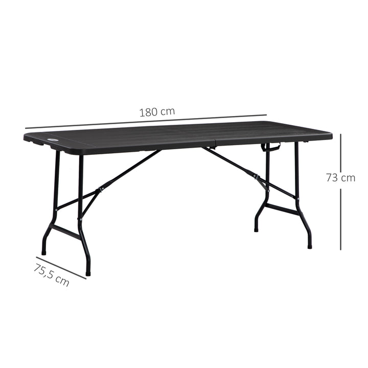 Udendørsbord, havebord, til 6 personer, foldbart, trælook, mørkegrå, 180 x 75,5 x 73 cm