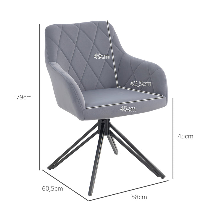 Accentstol i retrodesign fløjlslook 58 cm x 60,5 cm x 79 cm stålgrå