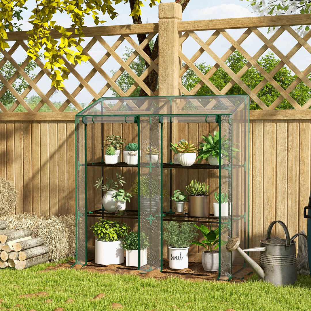 Drivhus, hylder, dobbeltdøre, 143 x 46 x 151 cm, transparent