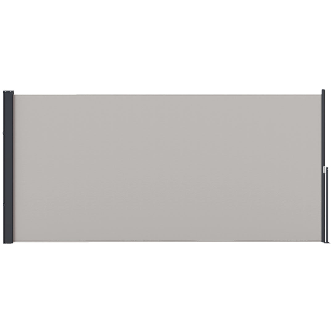 Sidemarkise, rullegardin, udtrækkelig, privatlivsskærm, aluminium/polyester, 3 x 1,4 m, lysegrå