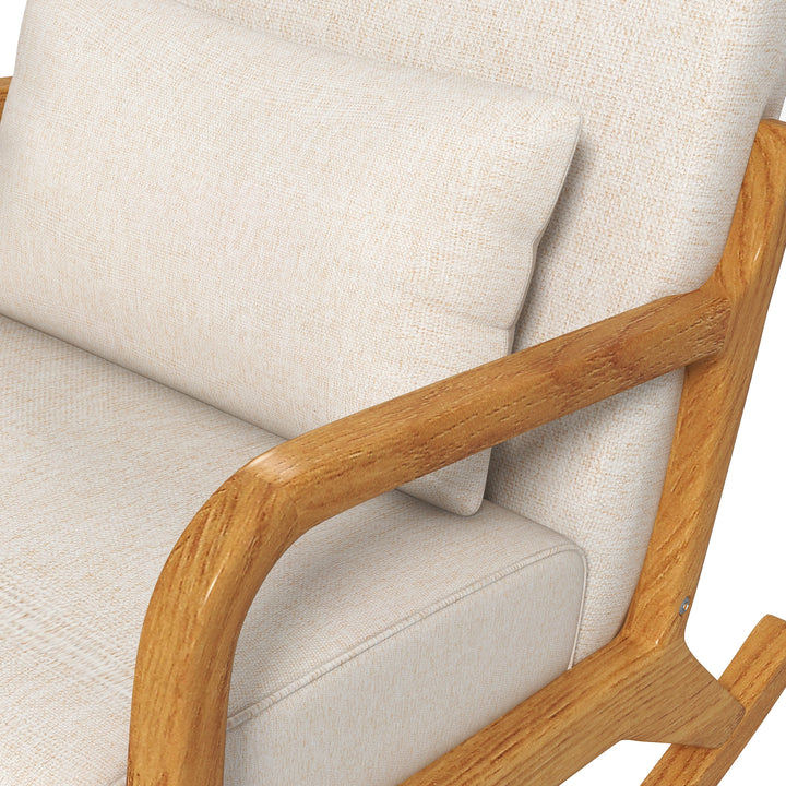 Retro gyngestol, gummitræ, 64,5 cm x 92 cm x 81,5 cm, beige + brun