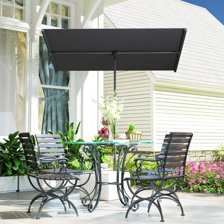 Parasol 180 graders drejelig højdejusterbar haveparasol med aluminiumsstang 150x205cm mørkegrå