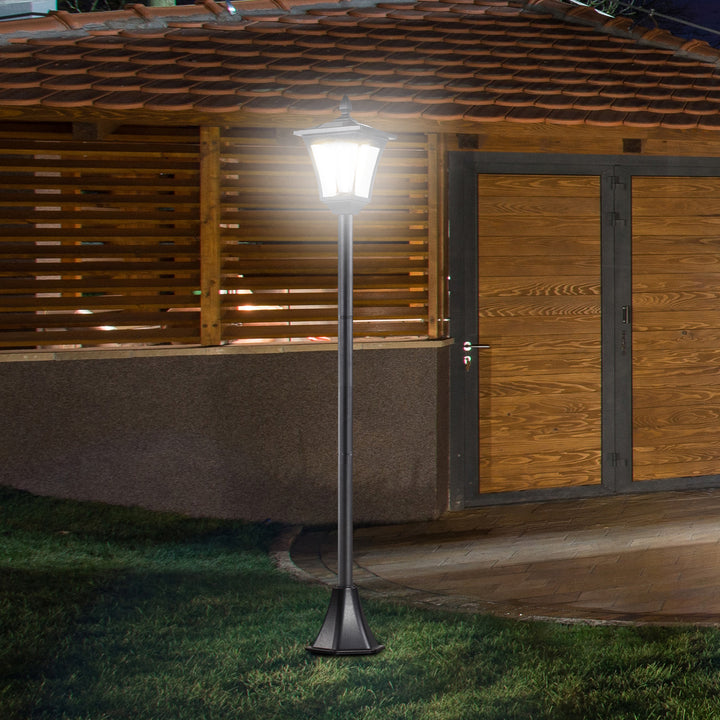 Led solcelledrevet havelanterne, gulvlampe lavet af rustfrit stål, havelampe 160 cm høj, lanterne udendørs lys ip44, solcellelampe med lyssensor 30 lumen, jordspyd, havelampe til haven, balkon, sort