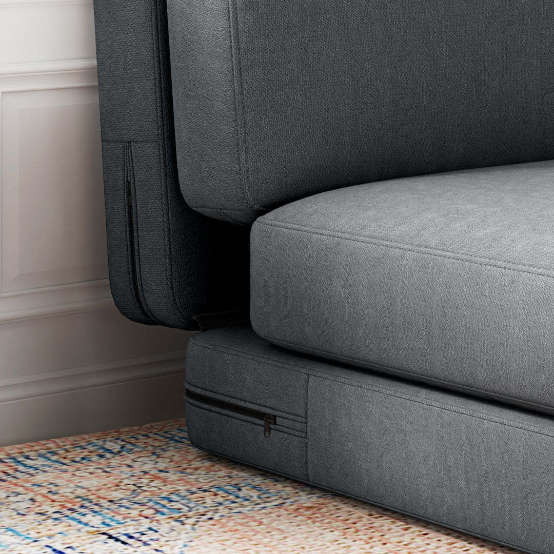 Klapstol med hynde, polstret sofa, stue, gæsteværelse, kontor, 75 x 268 x 18 cm, mørkegrå