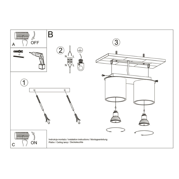 Loftslampe ORBIS 2 sort