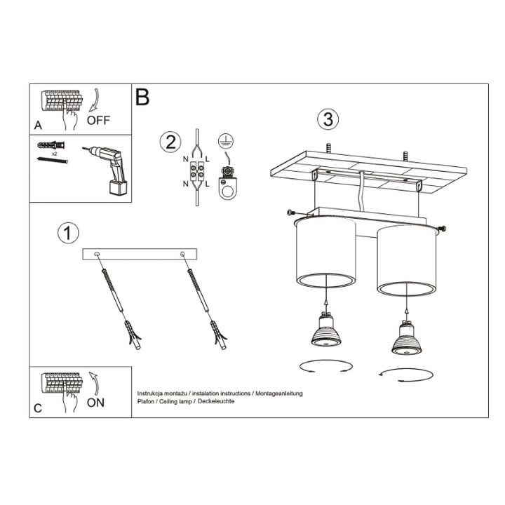 Loftslampe ORBIS 2 sort