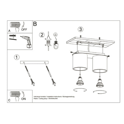 Loftslampe ORBIS 2 grå