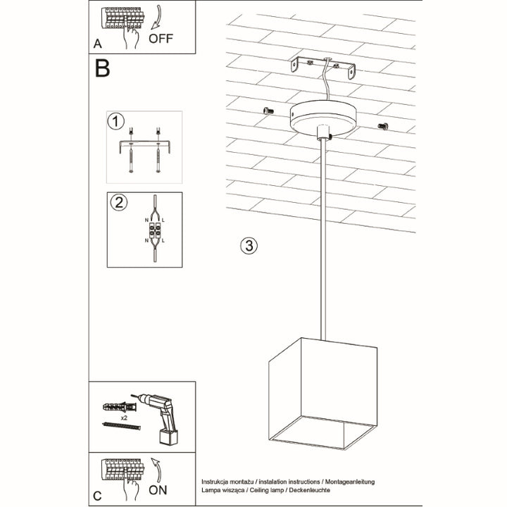 Vedhæng lampe QUAD 1 hvid