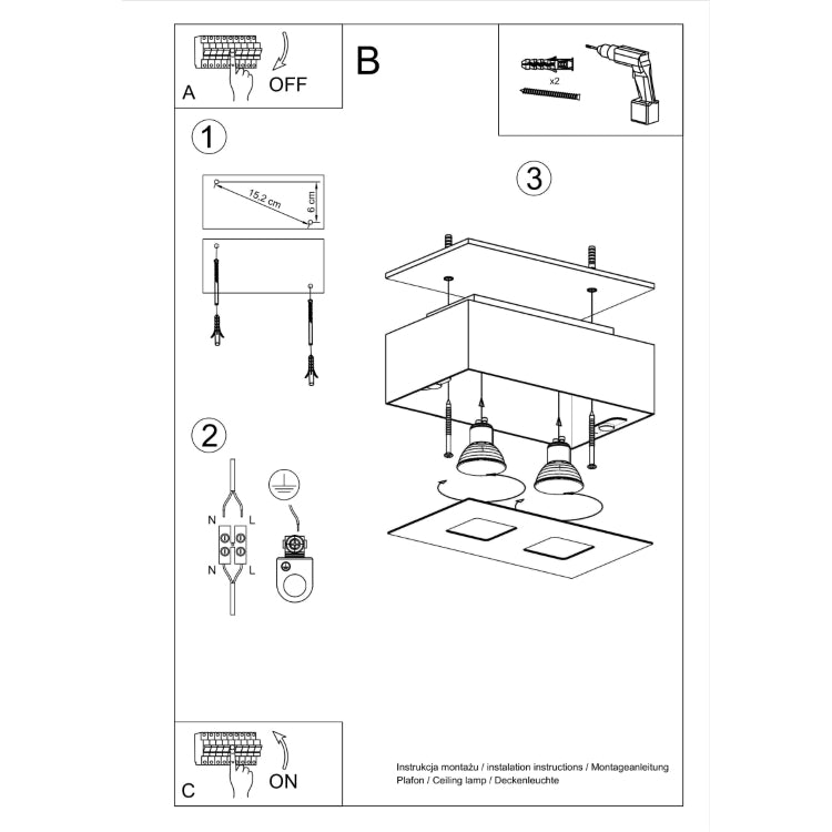 Loftslampe MONO 2 hvid