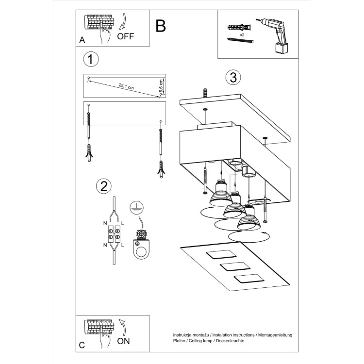 Loftslampe MONO 3 sort