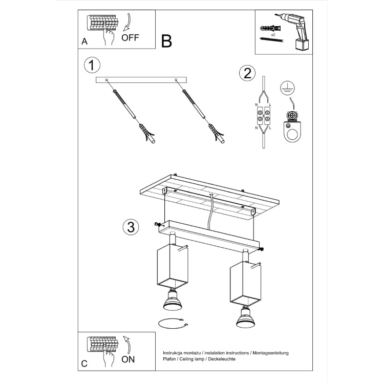 Loftslampe MERIDA 2 sort