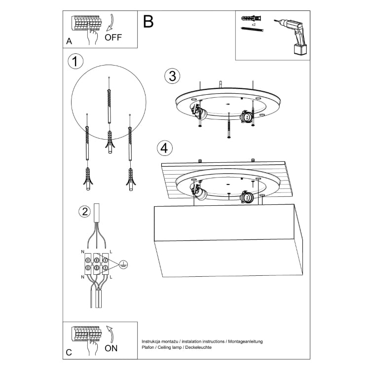 Loftslampe HORUS 45 sort