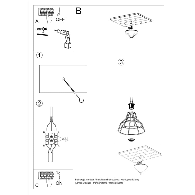 Vedhæng lampe ANATA sort