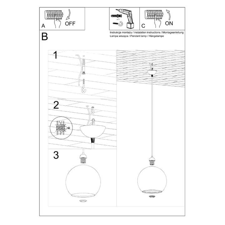 Vedhæng lampe BALL gennemsigtig