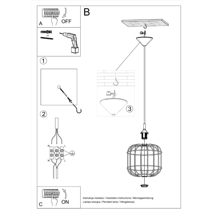 Vedhæng lampe CELTA sort