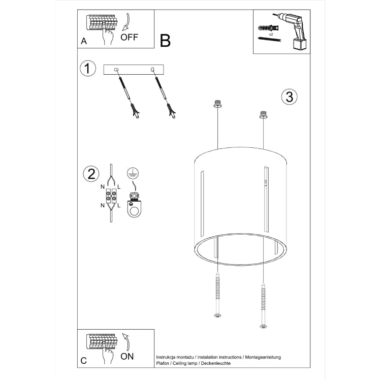 Loftslampe INEZ sort