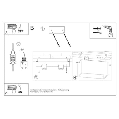 Loftslampe QUAD sort