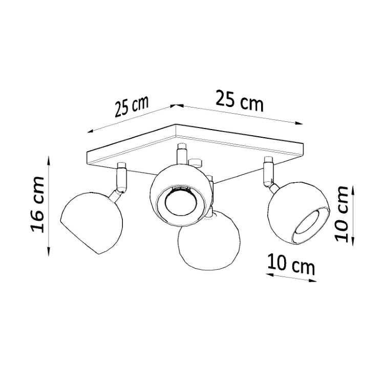 Loftslampe OCULARE 4 sort