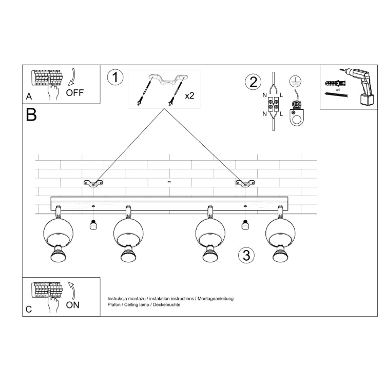 Loftslampe OCULARE 4L sort