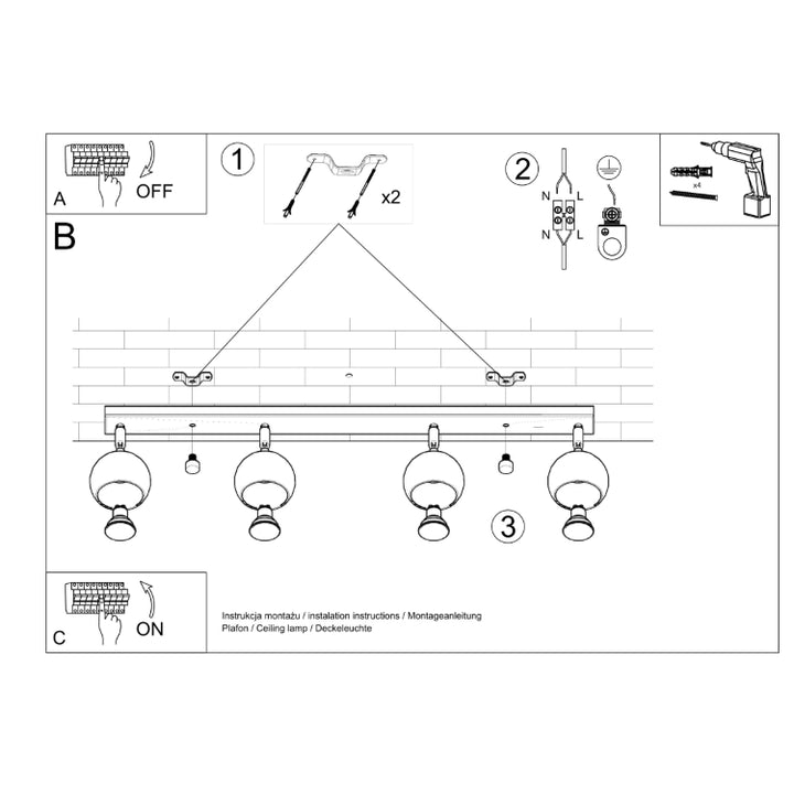 Loftslampe OCULARE 4L sort