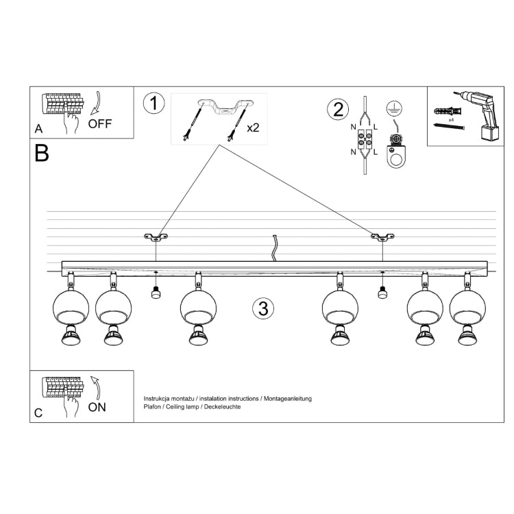 Loftslampe OCULARE 6L sort