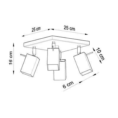 Loftslampe MERIDA 4 grå