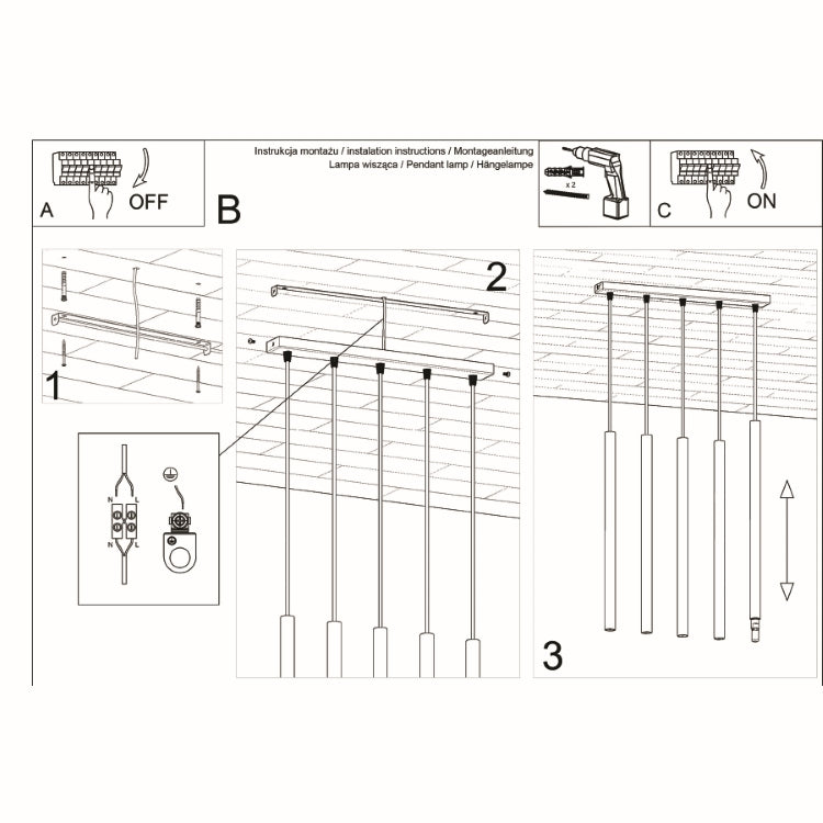 Pendellampe PASTELO 5 sort