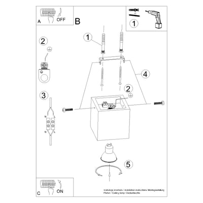 Loftslampe QUAD beton