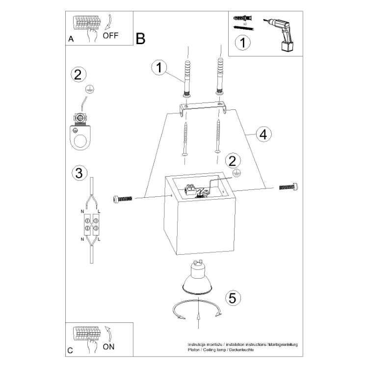 Loftlampe QUAD naturtræ