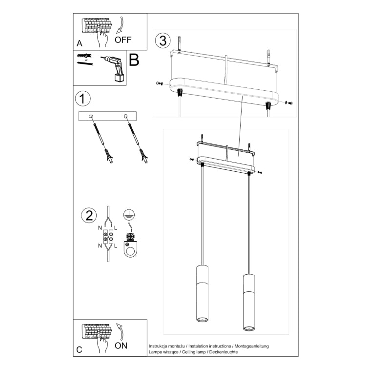 Pendel lampe PABLO 2 hvid