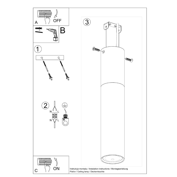 Loftslampe PABLO sort