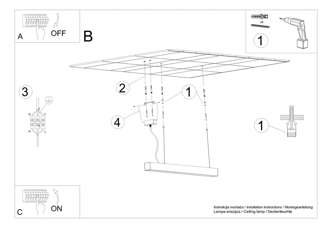 Vedhæng lampe PINNE 118 sort