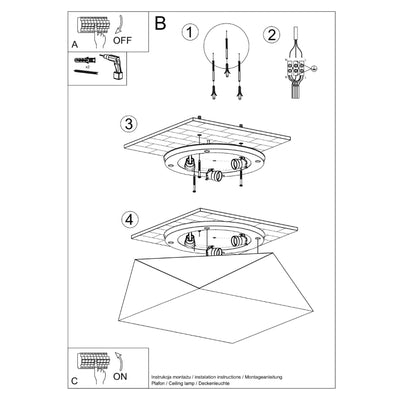 Loftslampe HEXA 45 sort