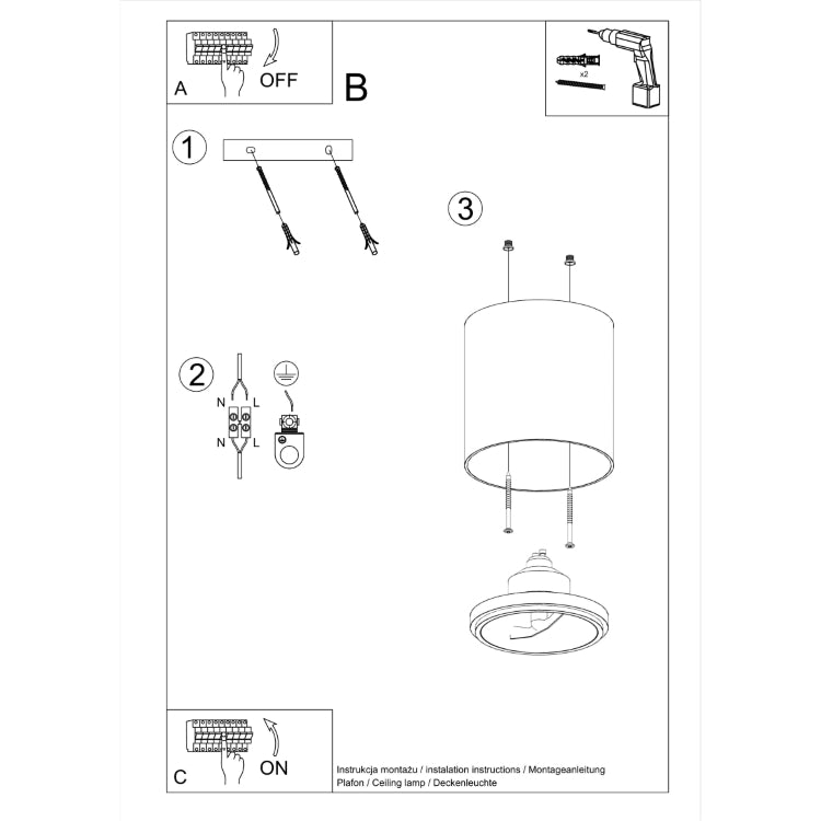 Loftslampe TIUBE sort