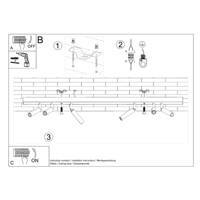 Loftslampe EYETECH 6 sort