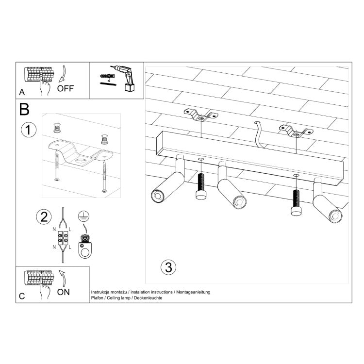 Loftslampe EYETECH 3 hvid