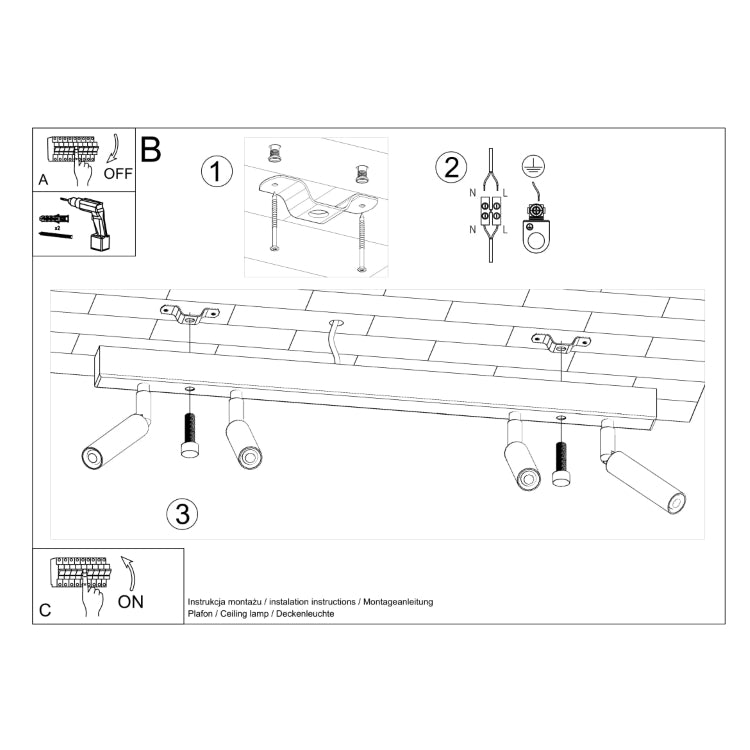 Loftslampe EYETECH 4 hvid