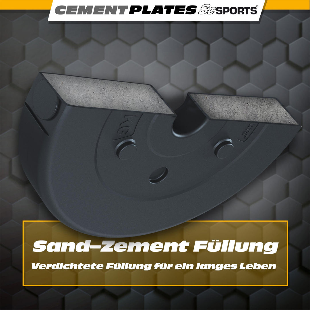 Vægtskiver - Sæt 30 kg (2 x 5 kg, 2 x 10 kg), Ø 30/31 mm, Cement, Plast