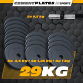 Håndvægte - Sæt med 2, 30 kg, justerbar, vægt 4x1 kg / 4x1,25 kg / 8x2,5 kg, plast, stjernelås, sort