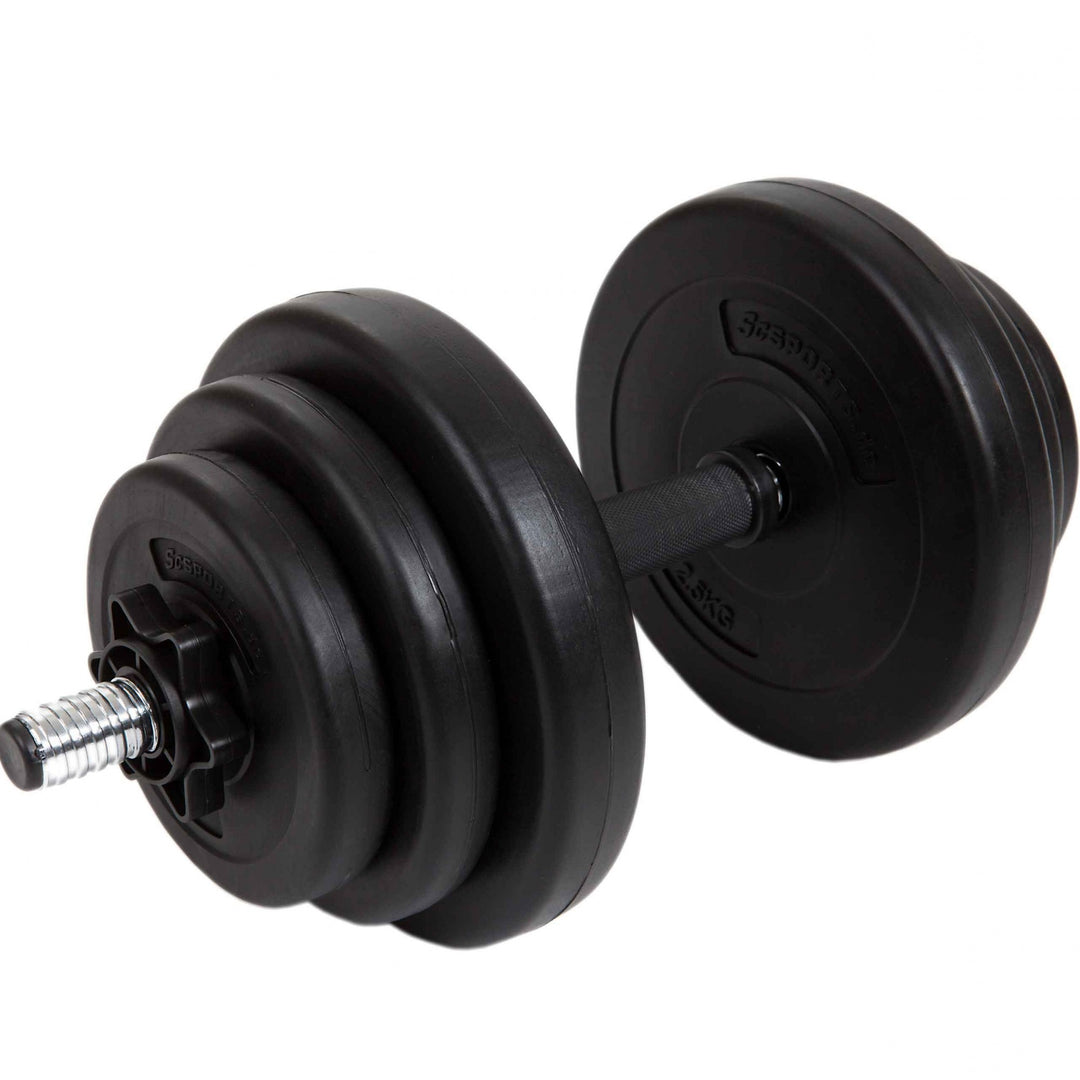 Håndvægte - Sæt med 2, 20 kg, justerbar, vægt 4x1 kg / 4x1,25 kg / 4x2,5 kg, plast, stjernelås, sort