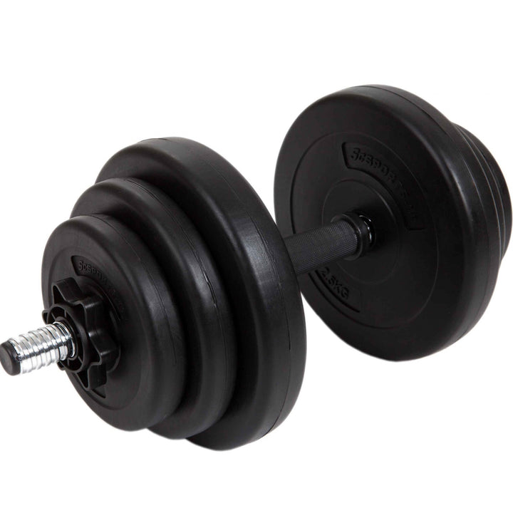 Håndvægte - Sæt med 2, 20 kg, justerbar, vægt 4x1 kg / 4x1,25 kg / 4x2,5 kg, plast, stjernelås, sort