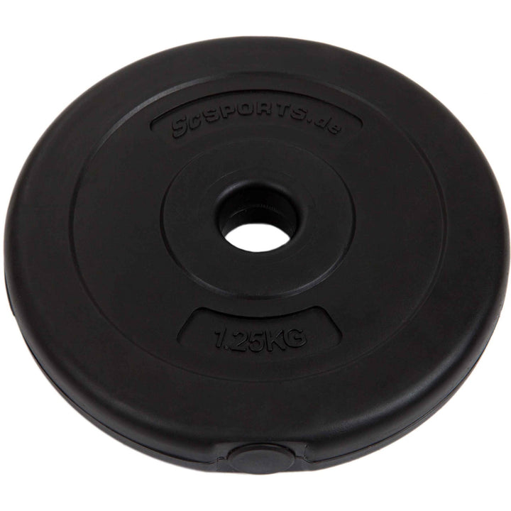Håndvægte - Sæt med 2, 20 kg, justerbar, vægt 4x1 kg / 4x1,25 kg / 4x2,5 kg, plast, stjernelås, sort