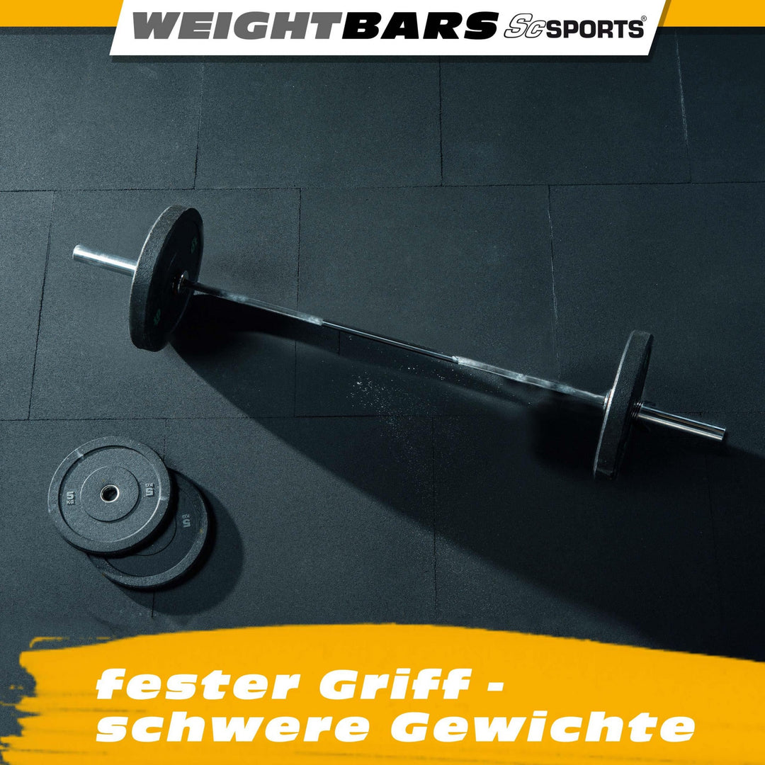 Træningsstang - 180cm, 50mm, op til 250kg, Stål, Forkromet, fjederlås